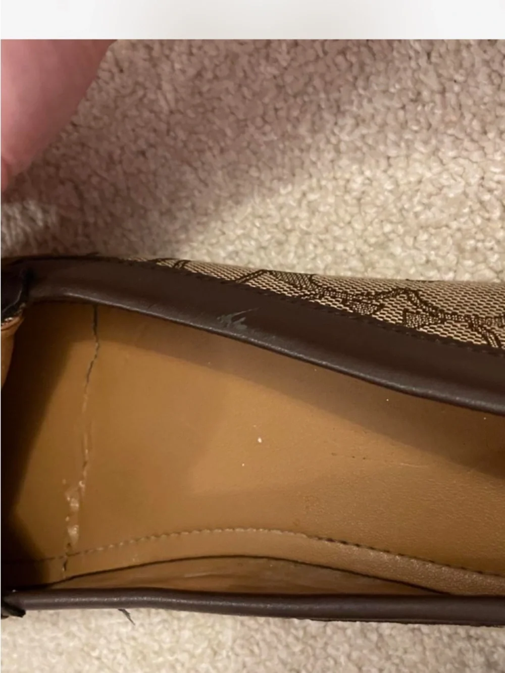Coach Brown Signature Canvas Loafers with Gold Hardware